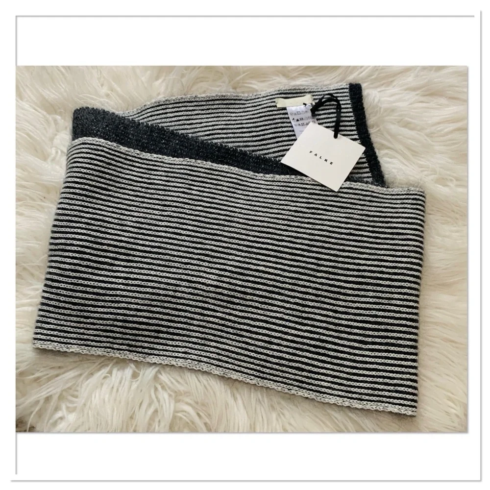 NWT Falke Knit Wool Mohair Monochrome Scarf One Size